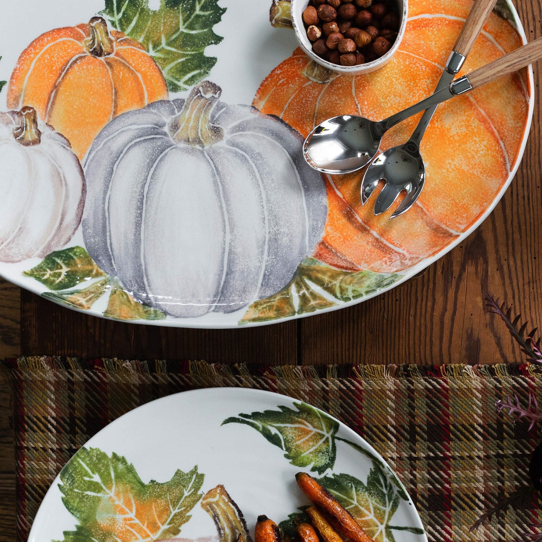 Pumpkins Large Oval Platter w/ Assorted Pumpkins