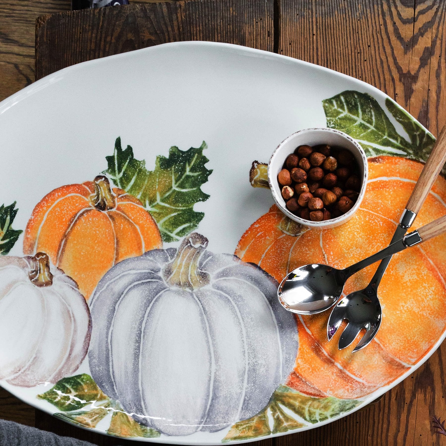 Pumpkins Large Oval Platter w/ Assorted Pumpkins