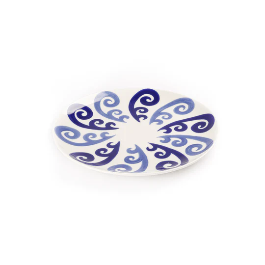 Athenee Two Tone Blue Peacock Dessert Plate - Set of 2