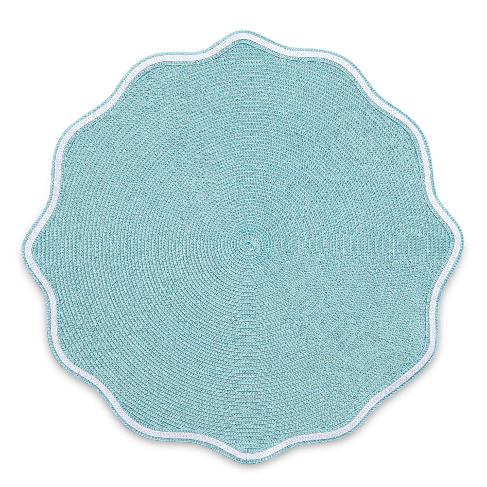 Piped Oxford Placemat - Silver/Aqua - Set of 2