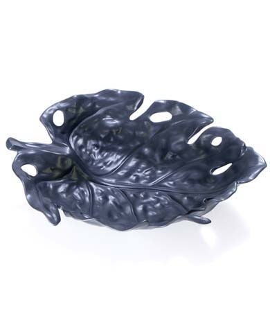Black Porcelain Leaf Bowl