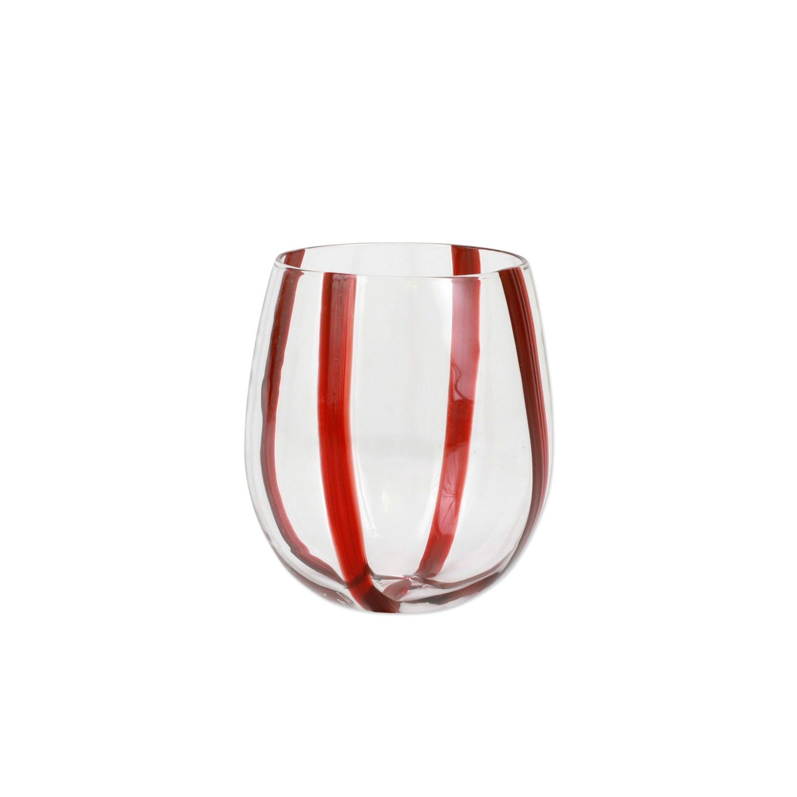 Stripe Red Stemless Wine Glass