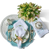 Piped Oxford Placemat - Silver/Aqua (Set of 2)