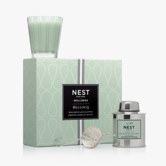 Bellocq Tea Wild Mint & Eucalyptus Tea and Candle Set