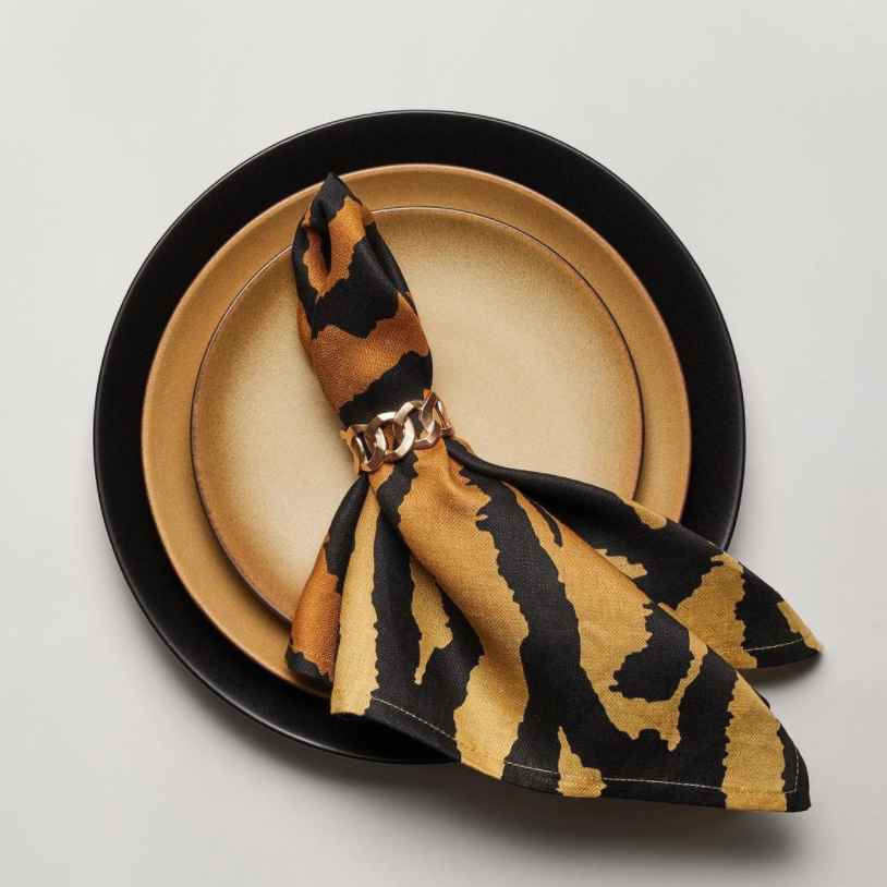 Linen Sateen Tiger Napkins (Set of 4)