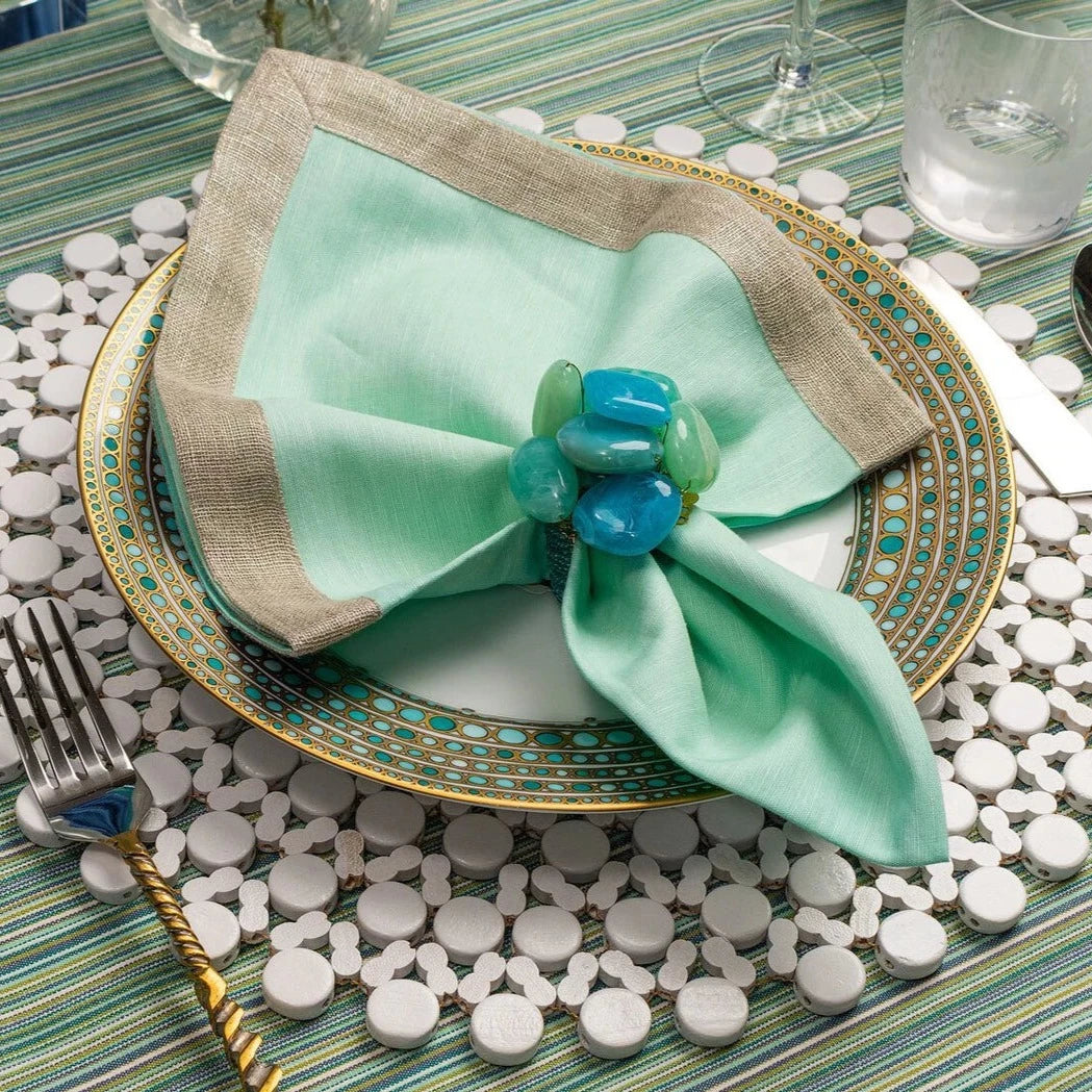 Dip Dye Napkin in Mint & Silver - Set of 4