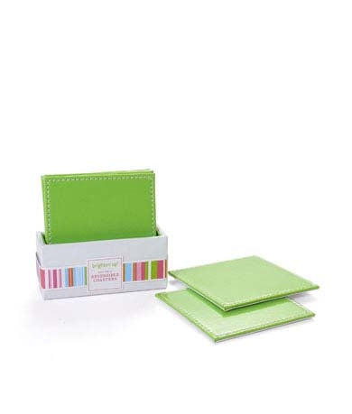 Patent Leather Green Coasters - Set of 6