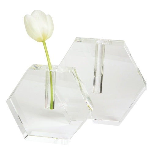 Crystal Glass Bud Vase - Hex Flat