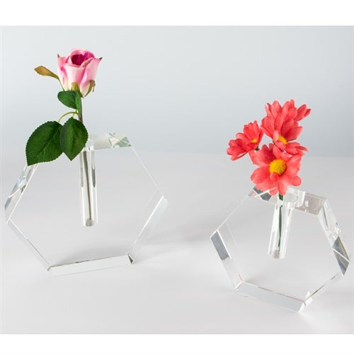 Crystal Glass Bud Vase - Hex Flat