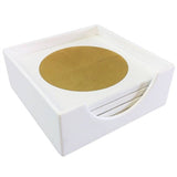 White & Gold Circle Wood Coaster Set