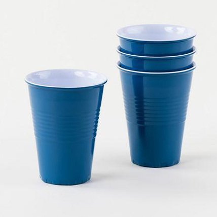 Large Melamine Blue Cup - Set of 4