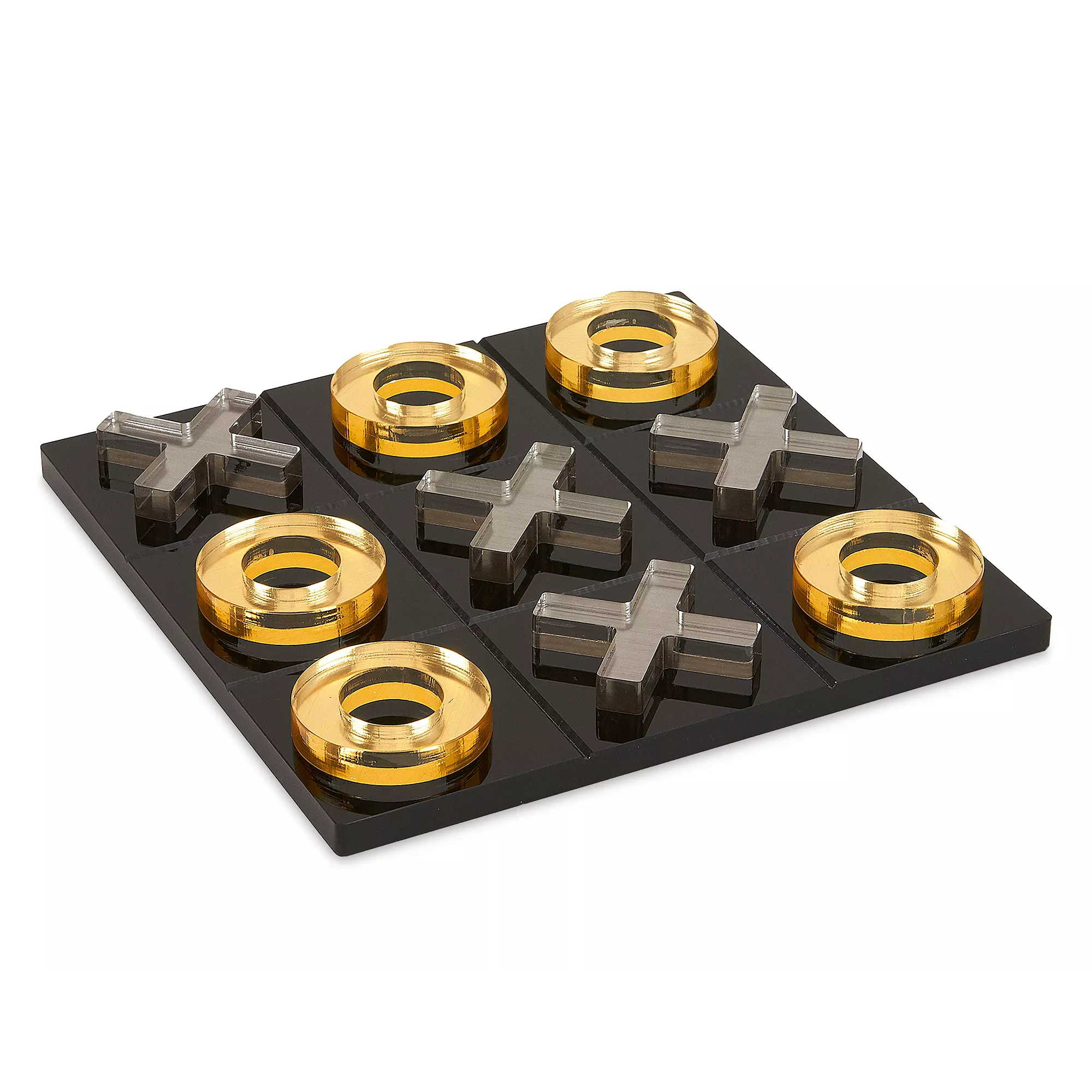 Lucite Tic Tac Toe Set - Black/Gold