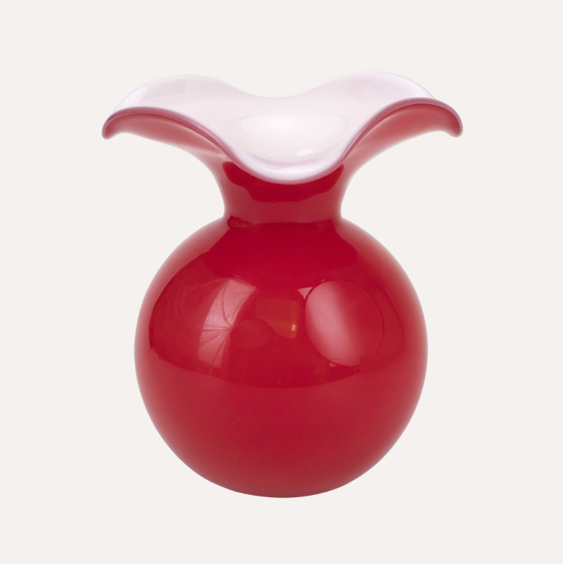 Hibiscus Glass Red Vase