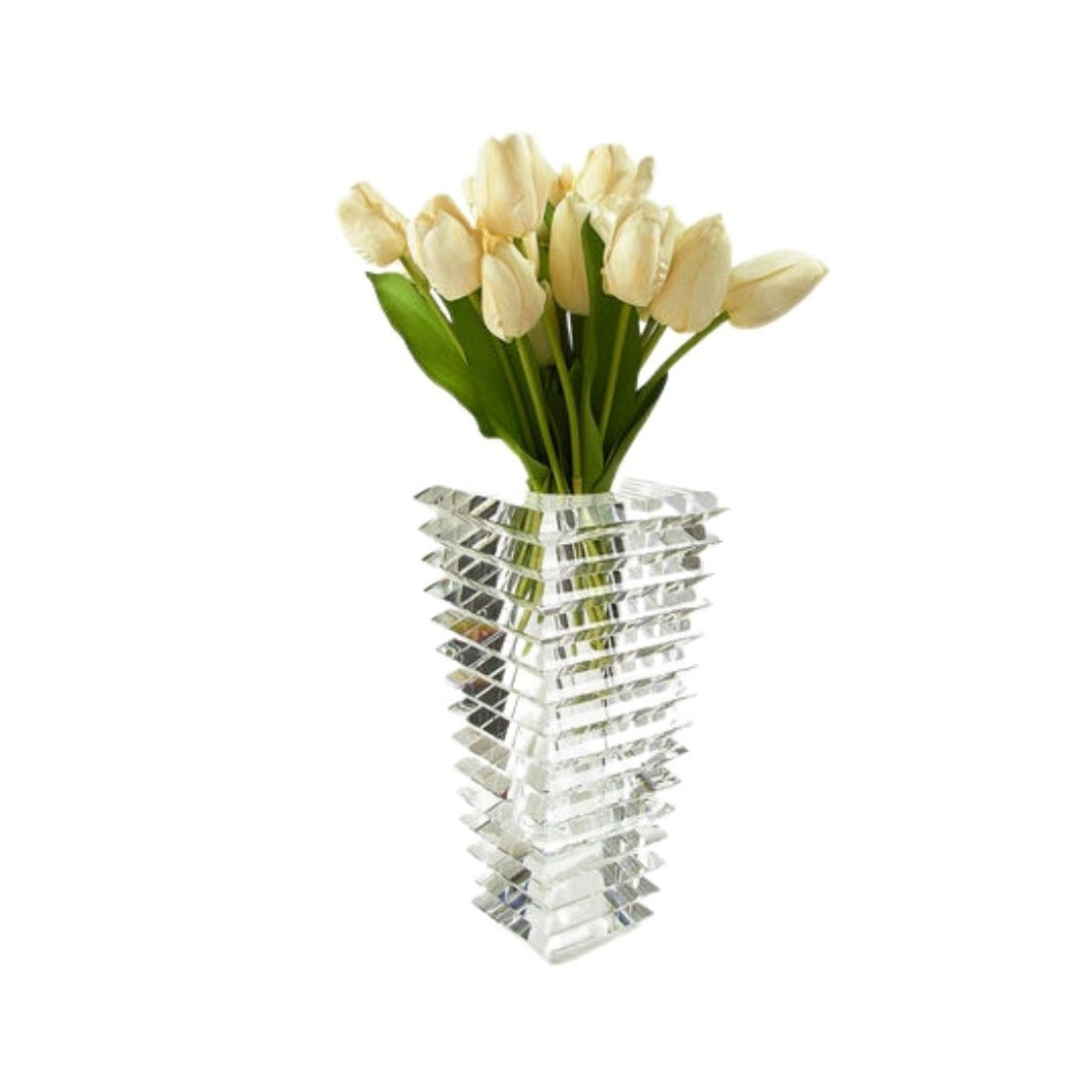 Crystal Inverted Pyramid Cut Vase