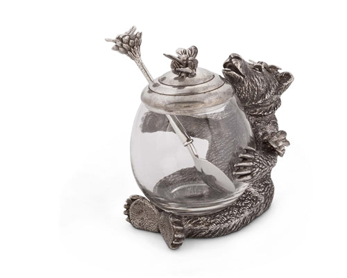 Pewter Bear Honey Pot