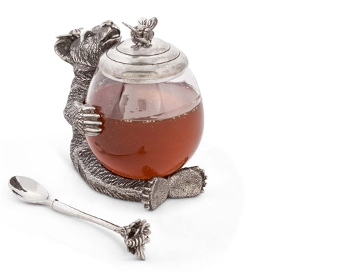 Pewter Bear Honey Pot