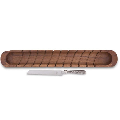 Baguette Board with Wheat Pattern Bread Knife