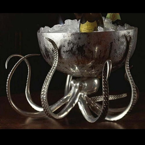 Vagabond House Octopus Pewter Steel Ice Tub Punchbowl