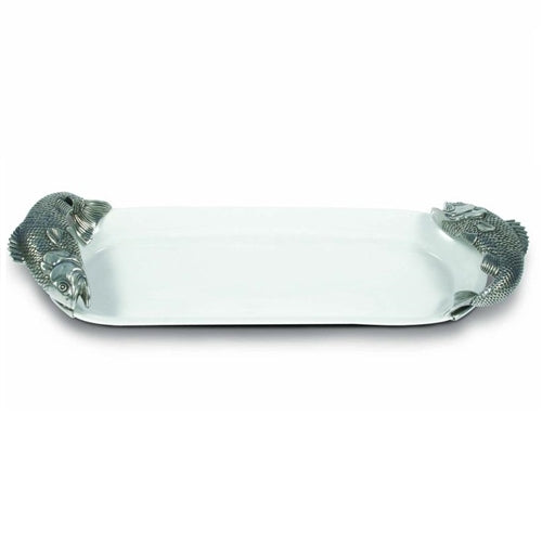 Stoneware & Pewter Fish Tray - Oblong