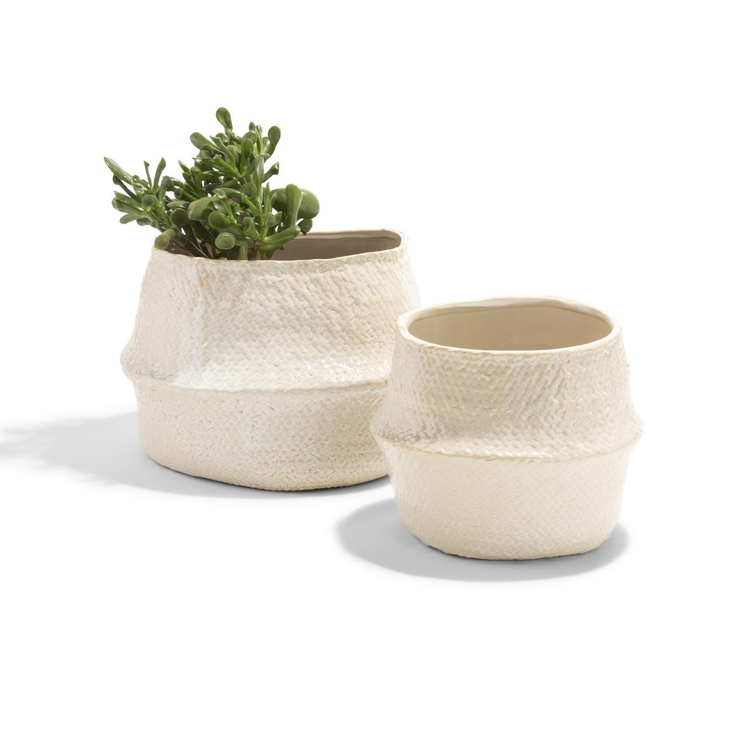 Pot Decoration with Weave Texture - Set of 2