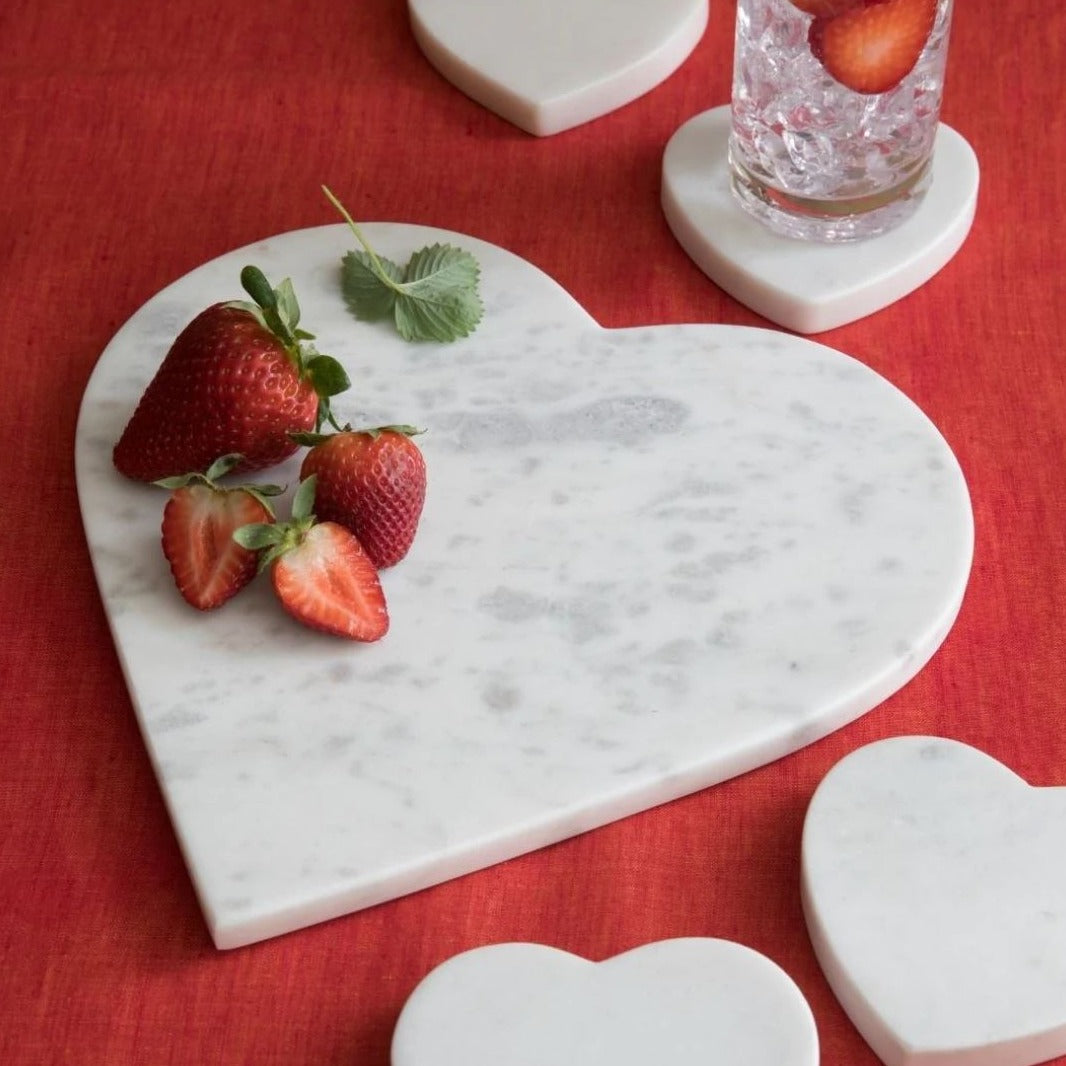 White Marble Heart Board