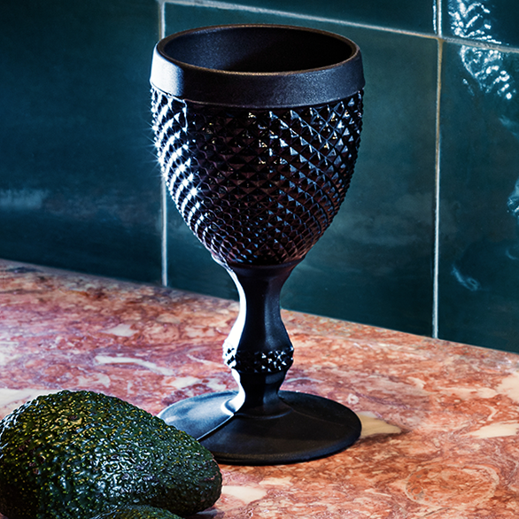 Bicos Bicolor Frosted Black Goblet - Set of 2