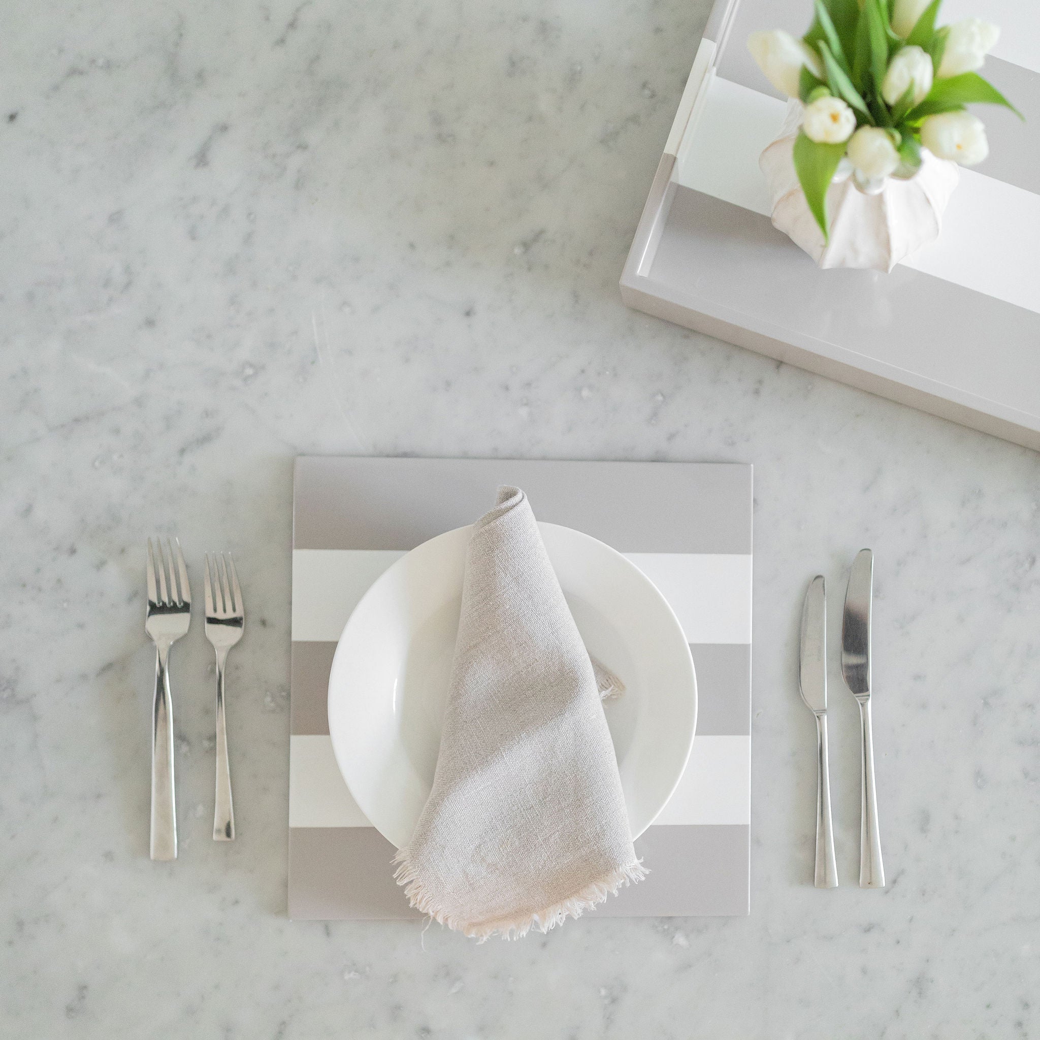 Chiffon & White Lacquer Placemats (Set Of 4)