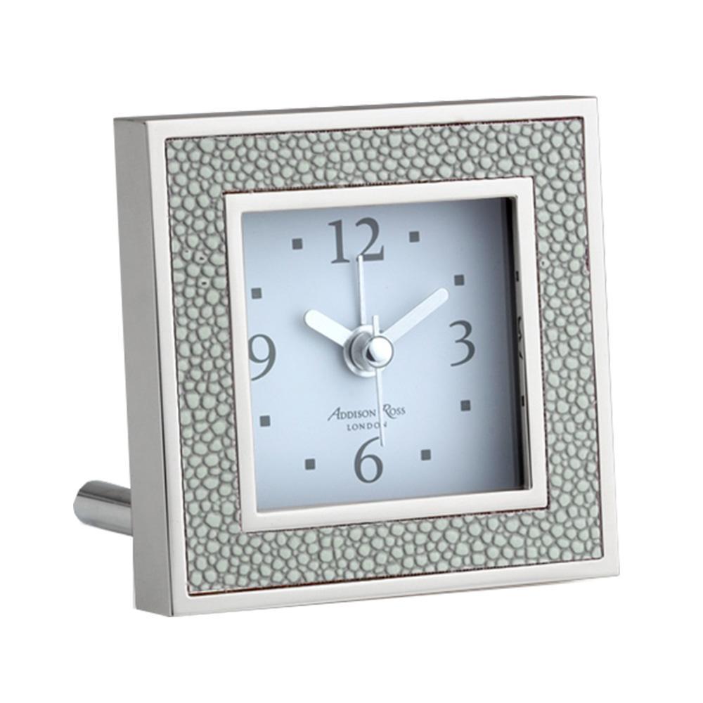 Grey Shagreen Square Silent Alarm Clock