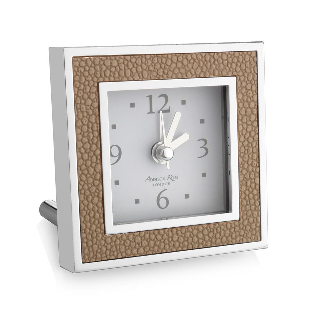 Sand Shagreen Square Silent Alarm Clock
