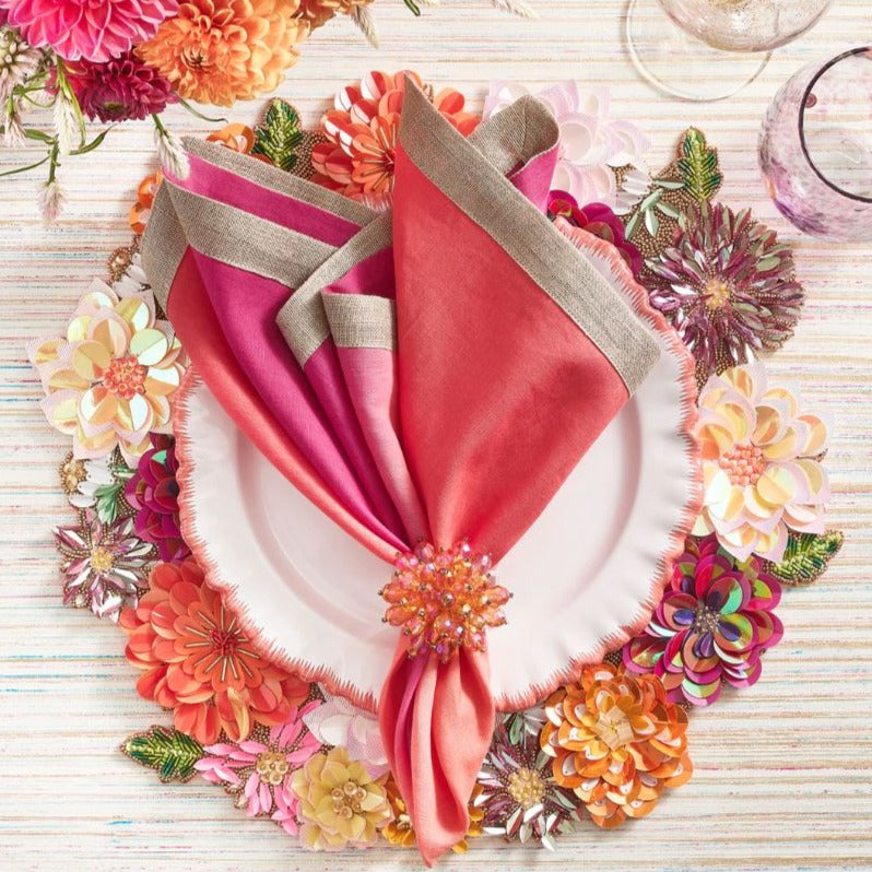 Dip Dye Napkin in Fuchsia and Orange - Set of 4