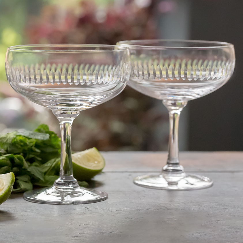 Cocktail Glasses With Spears Design - Set of 4