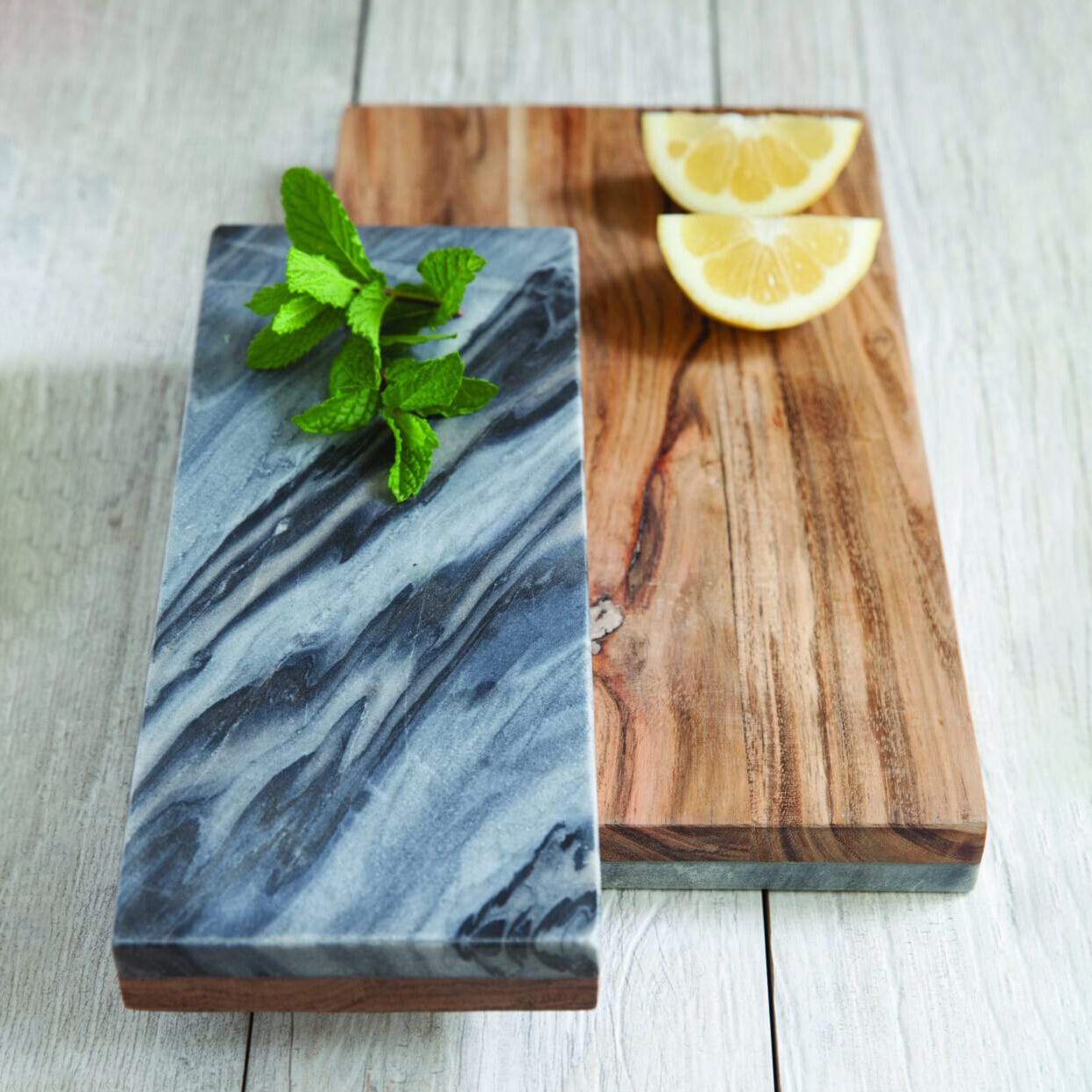 Gray Marble & Wood Reversible Board - Small