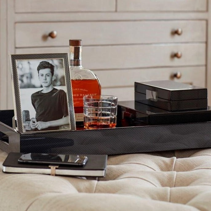 Addison Ross Grey Carbon Fibre & Silver 15mm Photo Frame | Maison & Tavola
