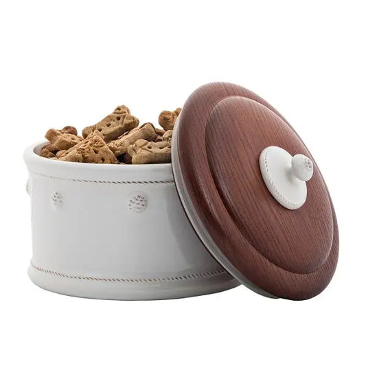 Berry & Thread Dog Treat Canister - Whitewash