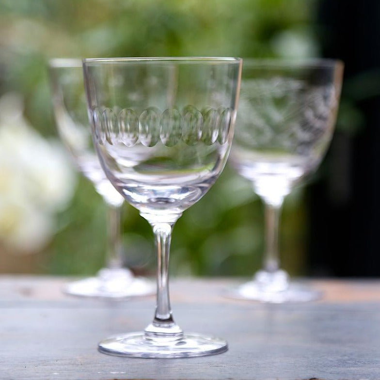 Crystal Wine Glasses With Lens Design - Set of 6