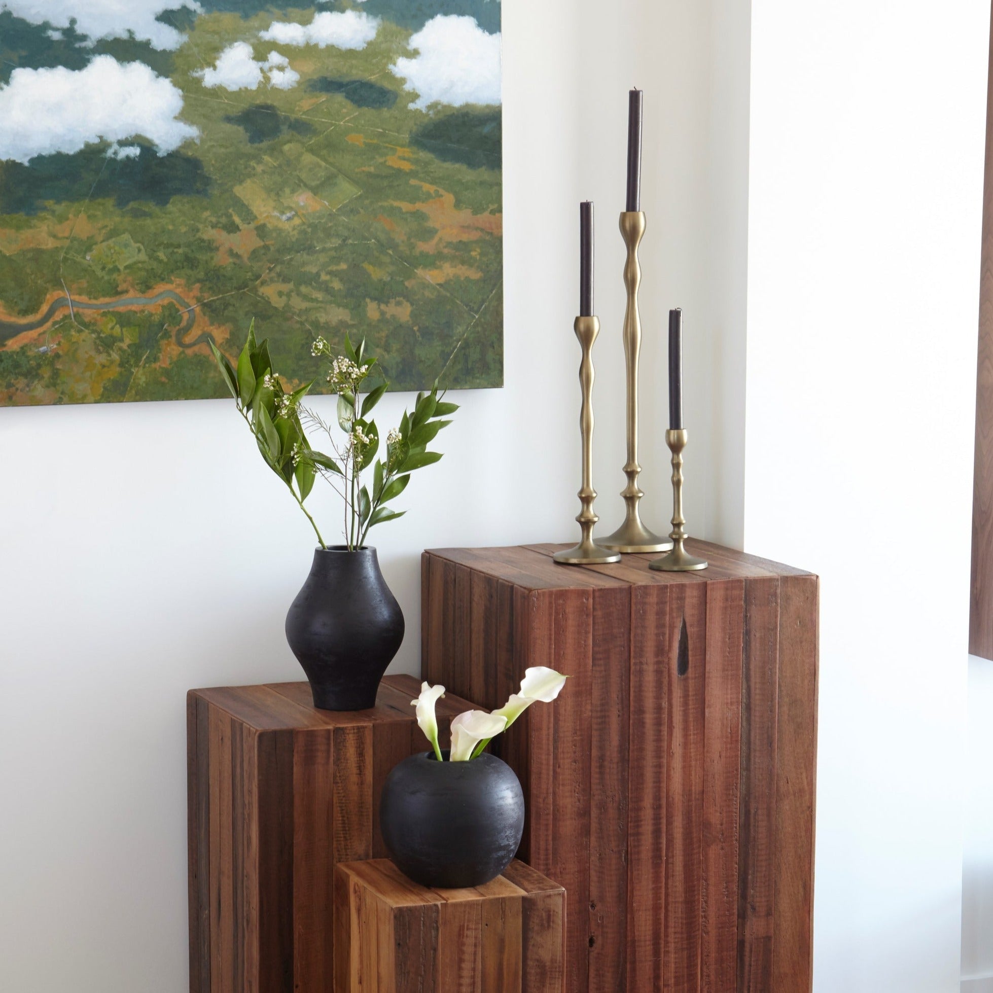 Black Mango Wood Luna Vase