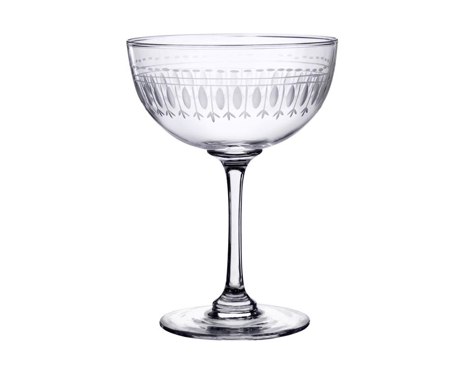 Champagne Saucers With Ovals Design - Set of 6