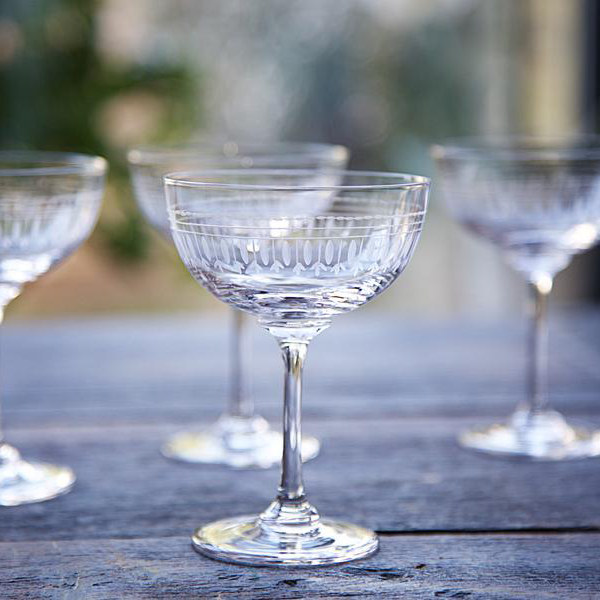 Champagne Saucers With Ovals Design (Set of 6)