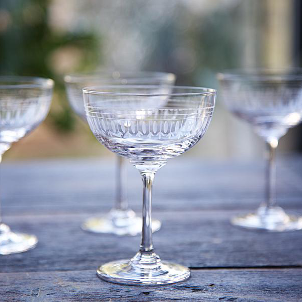 Champagne Saucers With Ovals Design - Set of 6