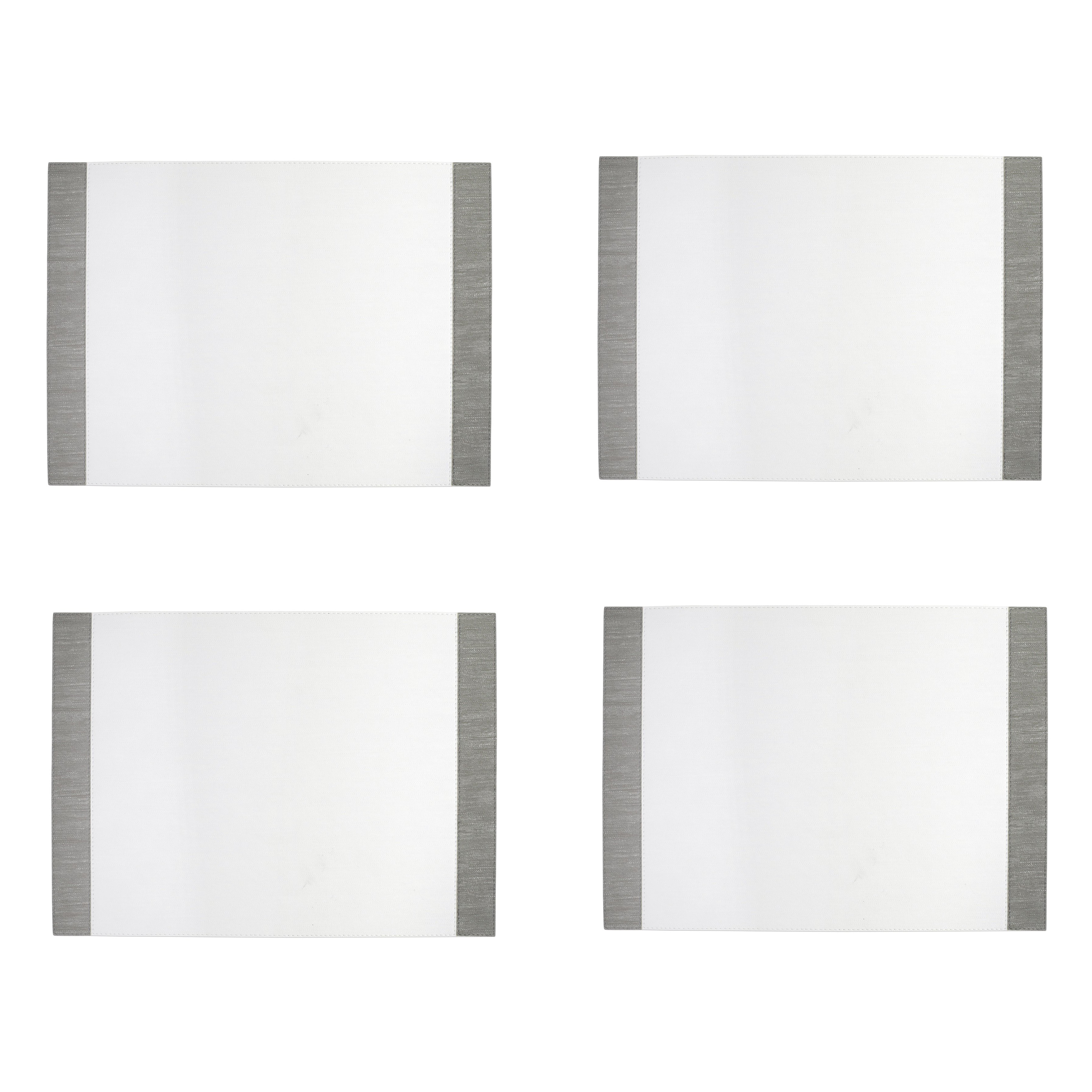 Reversible White/Gray Edged Rectangular Placemat - Set of 4