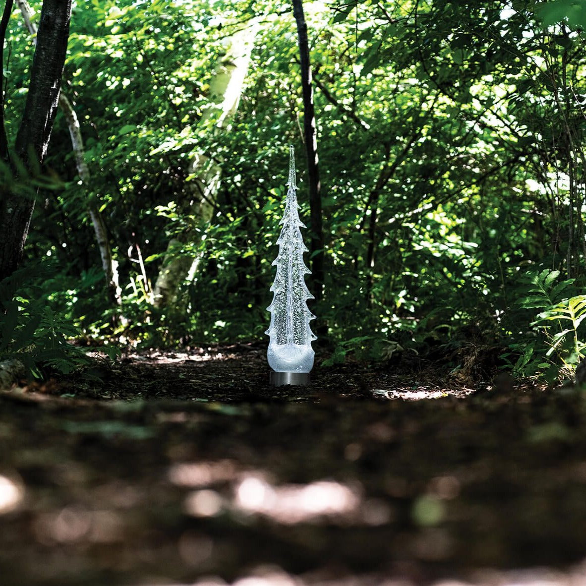 Silver Leaf Evergreen Glass Tree in Gift Box