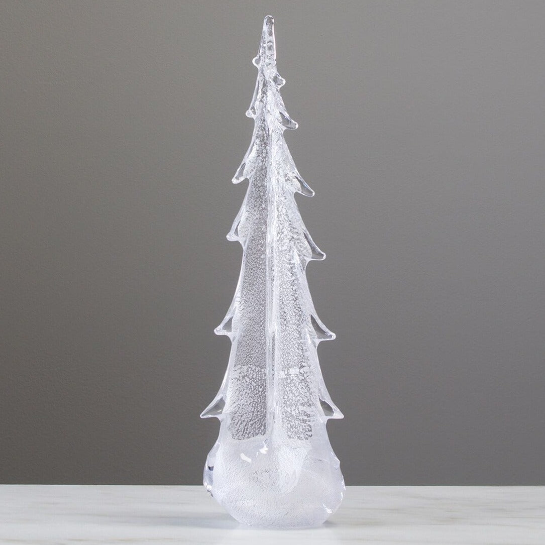 Silver Leaf Evergreen Glass Tree in Gift Box