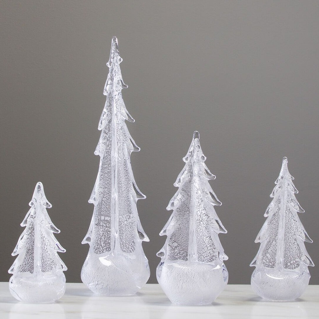 Silver Leaf Evergreen Glass Tree in Gift Box