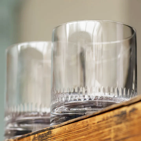 Crystal Whisky Glasses With Spears Design (Set of 4)