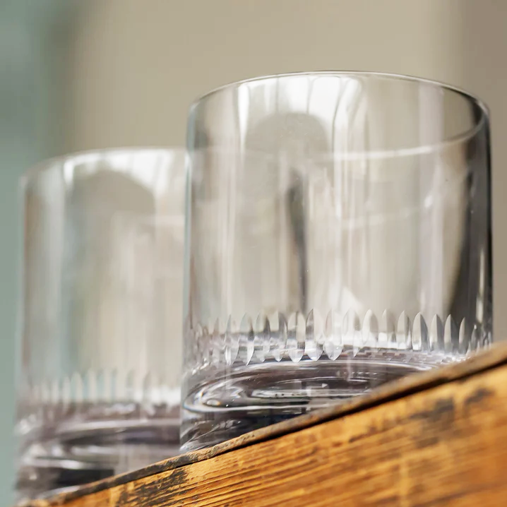 Crystal Whisky Glasses With Spears Design - Set of 4