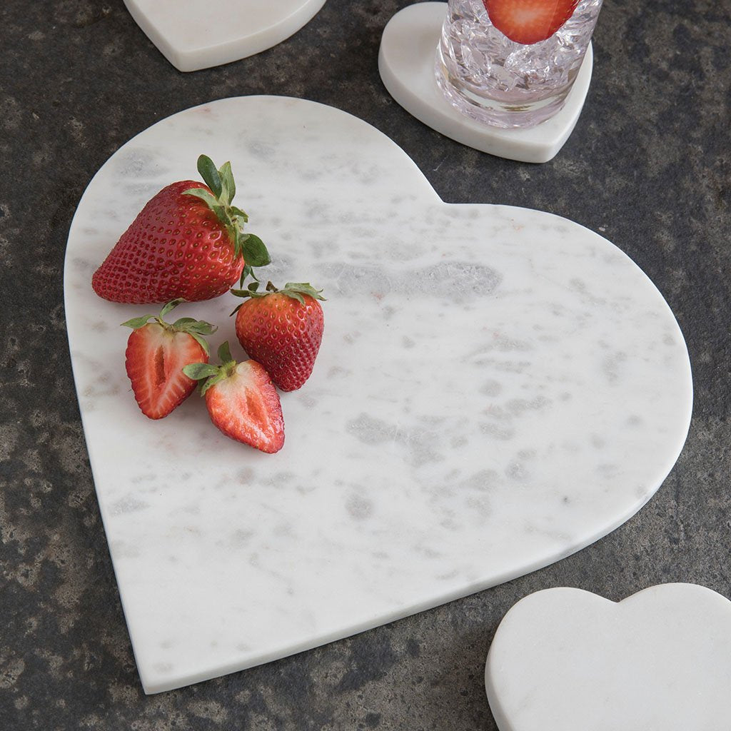 White Marble Heart Board