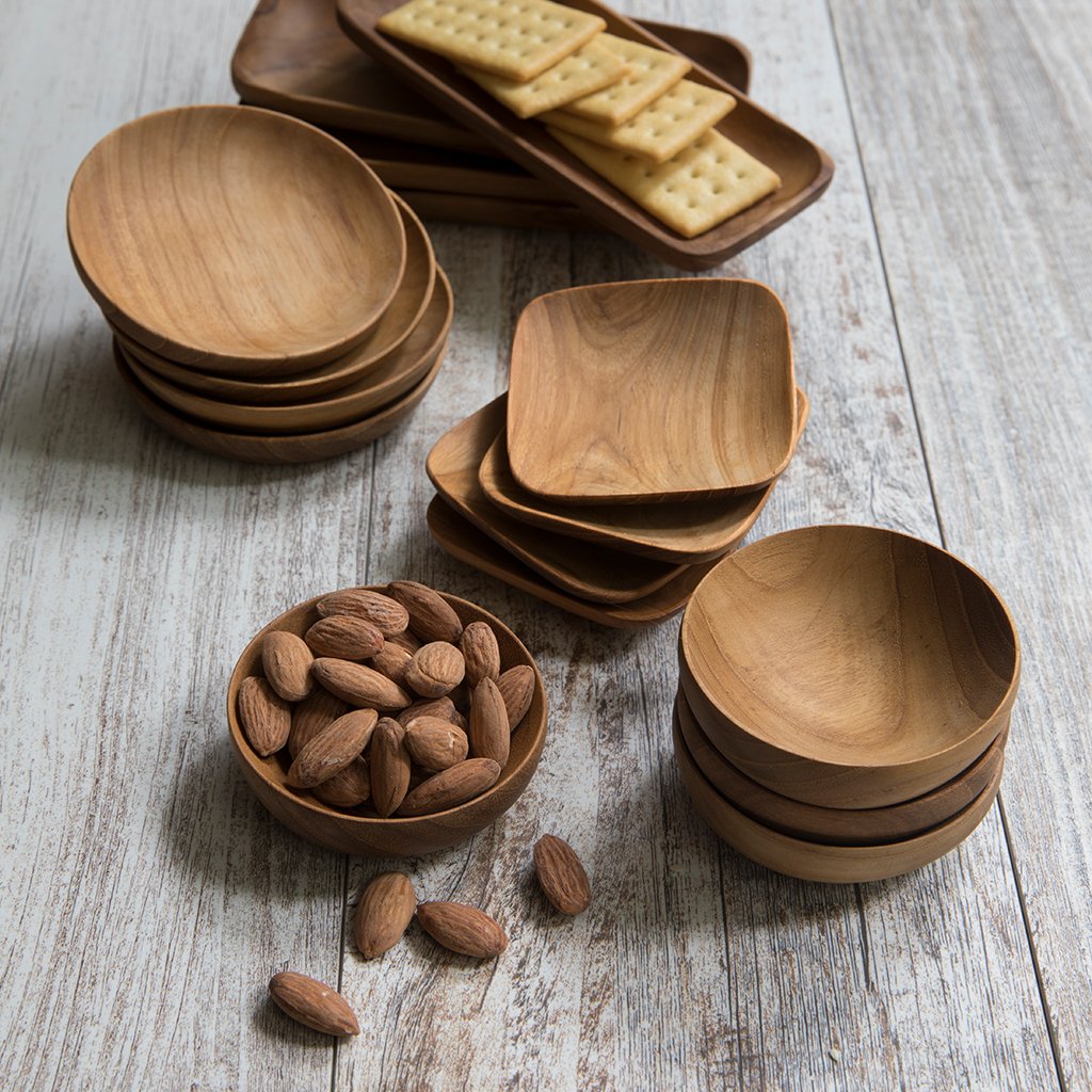 Teak Pinch Bowls - Set of 4