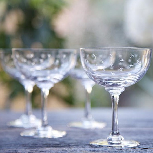 Champagne Saucers With Stars Design - Set of 6