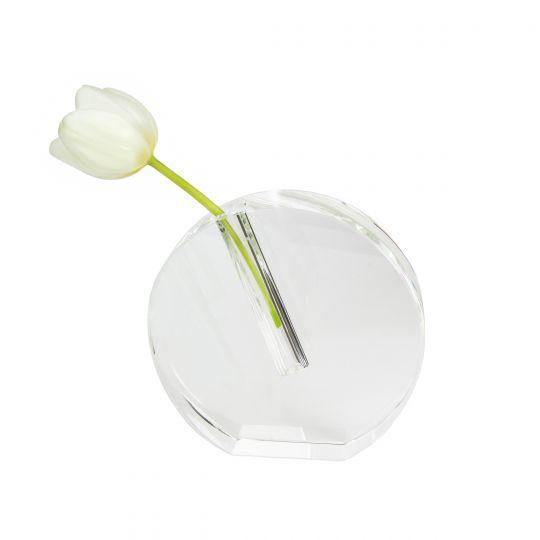 Crystal Glass Bud Vase - Round Flat