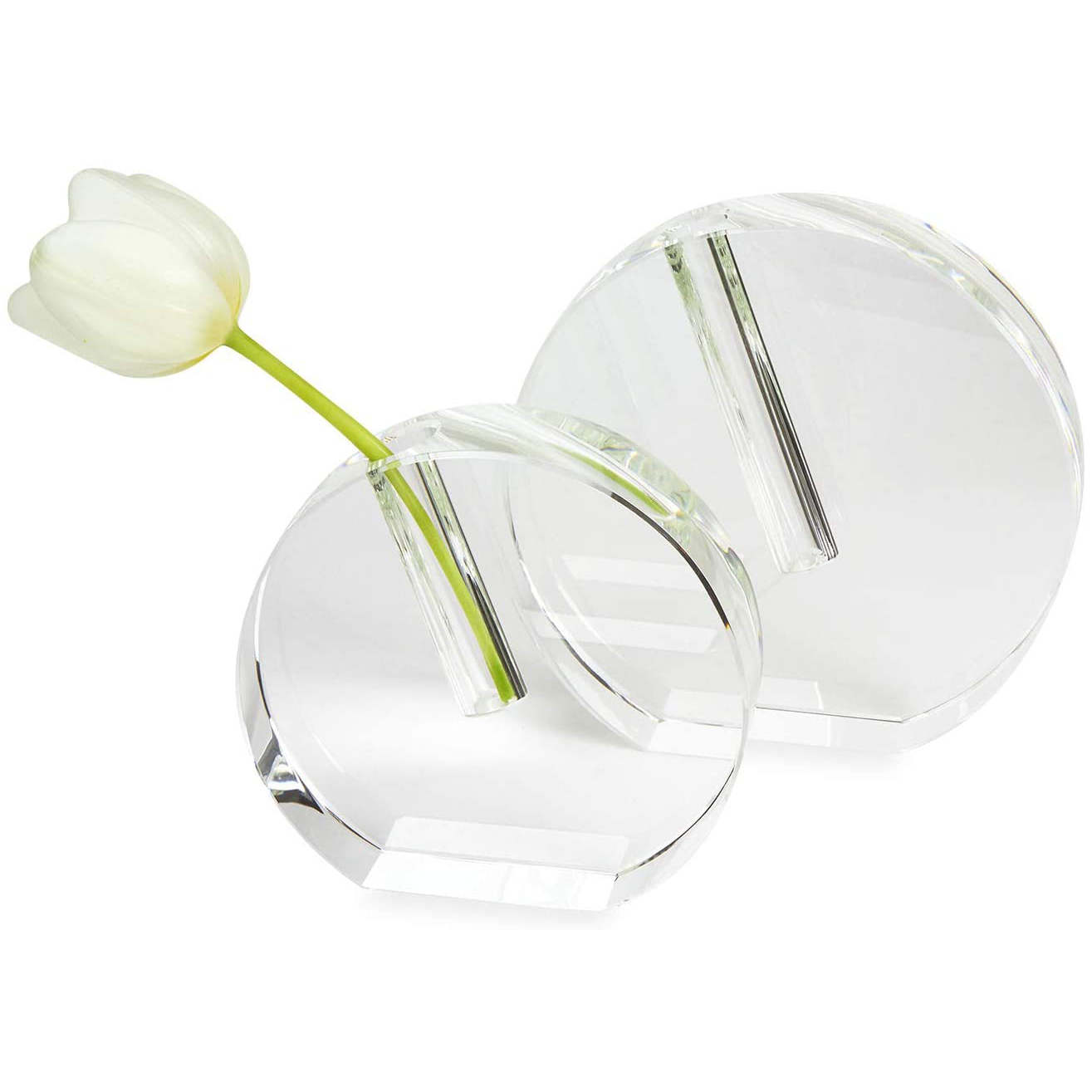 Crystal Glass Bud Vase - Round Flat